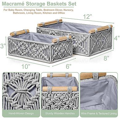 Sorbus 2-Pack Handmade Storage Paper Rope Baskets Set - Durable, Compact, Perfect for All Décor
