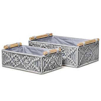 Sorbus 2-Pack Handmade Storage Paper Rope Baskets Set - Durable, Compact, Perfect for All Décor