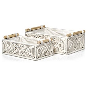 Sorbus 2-Pack Handmade Storage Paper Rope Baskets Set - Durable, Compact, Perfect for All Décor