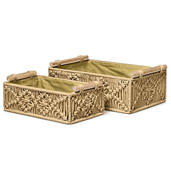 Sorbus 2-Pack Handmade Storage Paper Rope Baskets Set - Durable, Compact, Perfect for All Décor