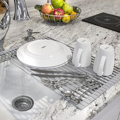 Sorbus Roll-Up Over the Sink Dish Drainer -Multipurpose Drying Rack for Dishes, Fruits & Vegetables