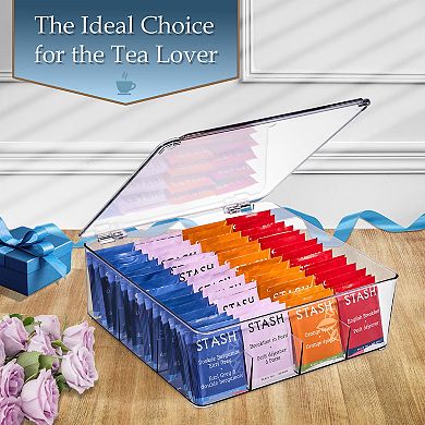 Sorbus 12 Compartments Stackable Tea Bag Organizer with Hinged & Lid - for Kitchen Organizers