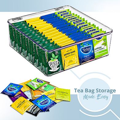 Sorbus 12 Compartments Stackable Tea Bag Organizer with Hinged & Lid - for Kitchen Organizers
