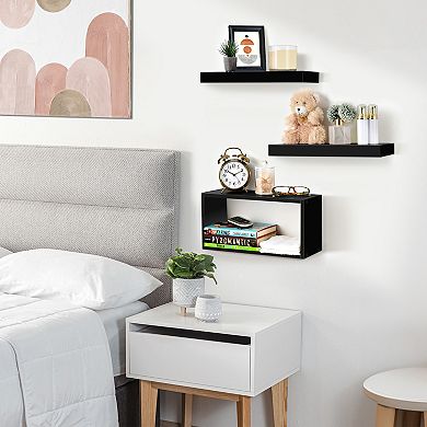 Sorbus 2 Floating Shelves with Invisible Brackets & 1 Rectangular Box