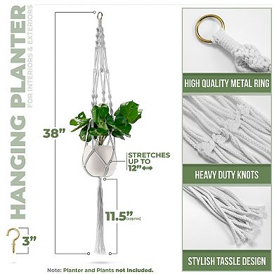 Sorbus Macrame Plant Hanger - for Indoor & Outdoor Hanging - Cotton Rope, for Home, Patio, Garden
