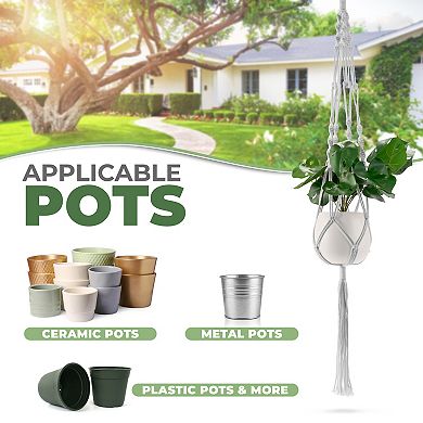 Sorbus Macrame Plant Hanger - for Indoor & Outdoor Hanging - Cotton Rope, for Home, Patio, Garden