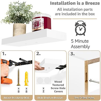 Sorbus 2 Floating Shelves with Invisible Brackets & 1 Rectangular Box