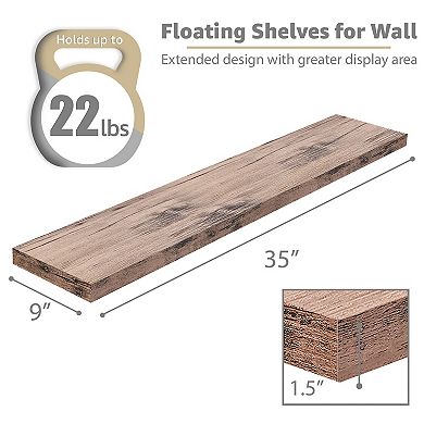 3 Pack (35"x9") Sorbus Long Floating Wall Shelves for Bedroom, Decor, Kitchen, Living Room