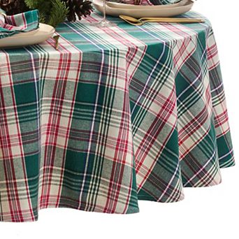 Elrene Home Fashions Holiday Fireside Plaid Round/Oval Tablecloth