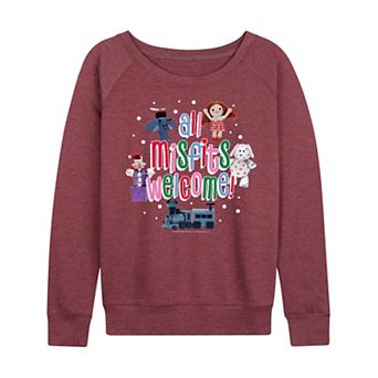 Women's Rudolph The Red Nosed Reindeer All Misfits Welcome French Terry Long Sleeve Shirt