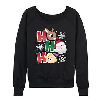 Women's Rudolph The Red-Nosed Reindeer Ho Ho Ho French Terry Long Sleeve Tee
