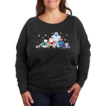 Plus Size Rudolph The Red-Nosed Reindeer Graphic French Terry Long Sleeve Tee