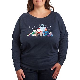 Plus Size Rudolph The Red-Nosed Reindeer Graphic French Terry Long Sleeve Tee