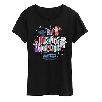 Women's Rudolph The Red-Nosed Reindeer All Misfits Welcome Graphic Tee