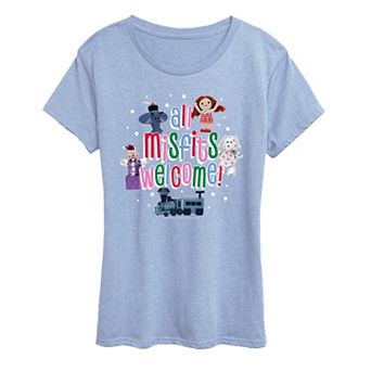 Women's Rudolph The Red-Nosed Reindeer All Misfits Welcome Graphic Tee