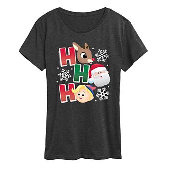 Women's Rudolph The Red-Nosed Reindeer Ho Ho Ho Graphic Tee