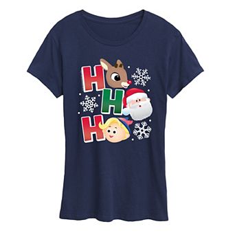 Women's Rudolph The Red-Nosed Reindeer Ho Ho Ho Graphic Tee