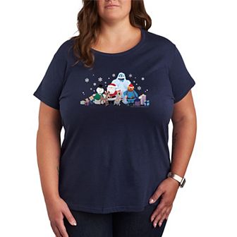 Plus Size Rudolph The Red-Nosed Reindeer Group Short Sleeve Graphic Tee