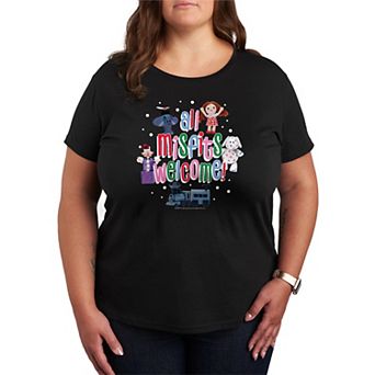 Plus Size Rudolph The Red-Nosed Reindeer All Misfits Welcome Graphic Tee