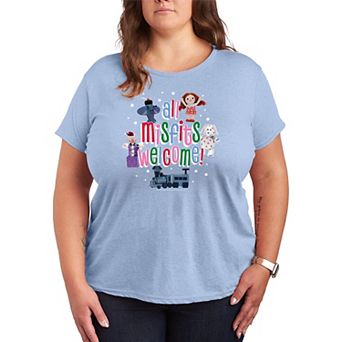 Plus Size Rudolph The Red-Nosed Reindeer All Misfits Welcome Graphic Tee