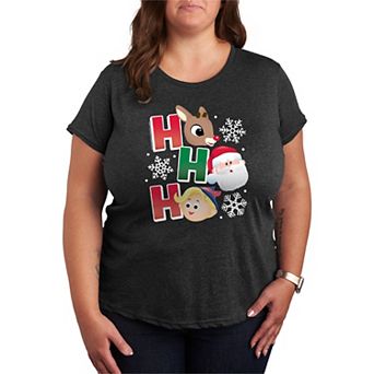 Plus Size Rudolph The Red-Nosed Reindeer Ho Ho Ho Graphic Tee