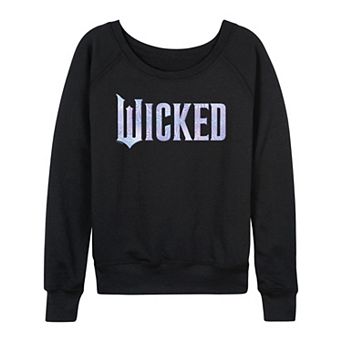 Women's Wicked For Good Logo Butterfly Sparkle French Terry Long Sleeve Tee