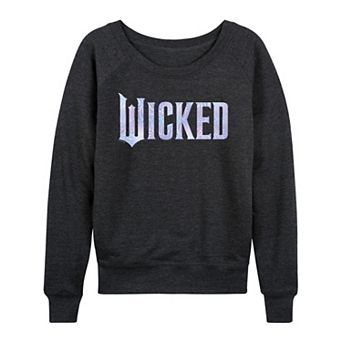 Women's Wicked For Good Logo Butterfly Sparkle French Terry Long Sleeve Tee