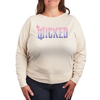 Plus Size Wicked For Good Logo Florals French Terry Long Sleeve Tee