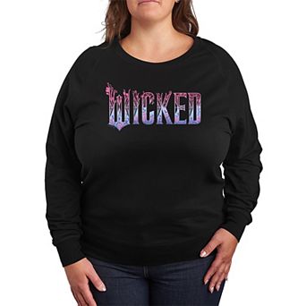 Plus Size Wicked For Good Logo Florals French Terry Long Sleeve Tee