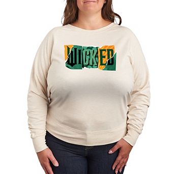 Plus Size Wicked For Good Logo Ripped French Terry Long Sleeve Tee