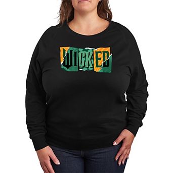 Plus Size Wicked For Good Logo Ripped French Terry Long Sleeve Tee