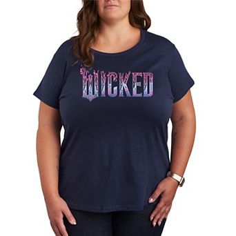 Plus Size Wicked For Good Logo Florals Graphic Tee