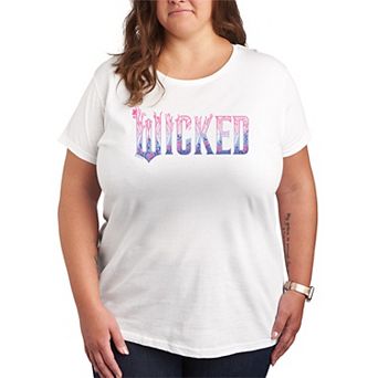 Plus Size Wicked For Good Logo Florals Graphic Tee