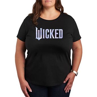 Plus Size Wicked For Good Logo Butterfly Sparkle Graphic Tee