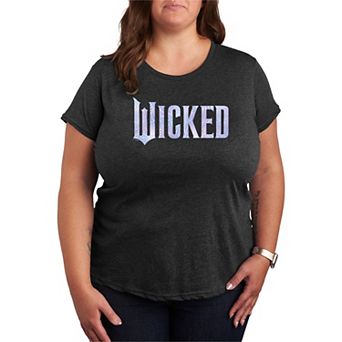 Plus Size Wicked For Good Logo Butterfly Sparkle Graphic Tee