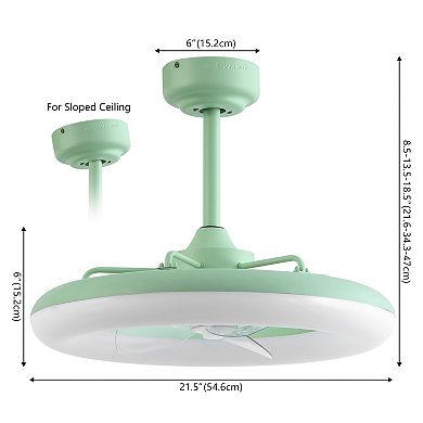Piero 21.5" 6-Speed Metal Mobile-App/Remote-Controlled Dimmable Smart Integrated LED Ceiling Fan