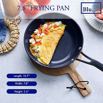Blu. Cookware Kitchen Starter Set, Large and Small Frying Pan, Saucepan, Non-Toxic
