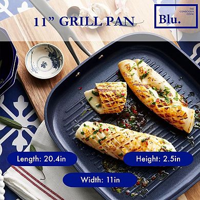 Blu. Cookware Kitchen Sidekick Set, Wok, Grill Pan, Roasting Pan, Non-Toxic, Durable Non-Stick