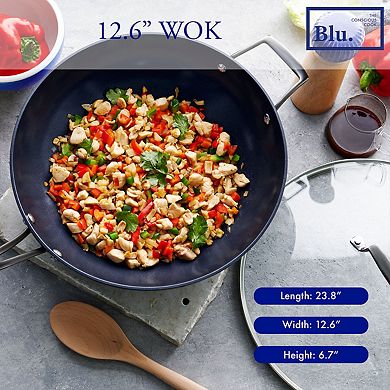Blu. Cookware Kitchen Sidekick Set, Wok, Grill Pan, Roasting Pan, Non-Toxic, Durable Non-Stick