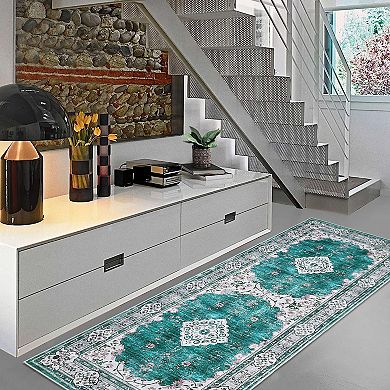 Area Rugs for Indoor, Washable Large Boho Vintage Bohemian Distressed Oriental Carpet Non Slip
