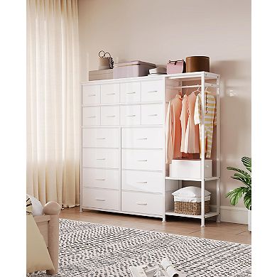 Clothes Rack with 16 Fabric Drawers, Portable Closet Wardrobe with 2 Shelves and Hanging Rod
