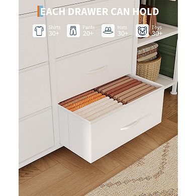 Clothes Rack with 16 Fabric Drawers, Portable Closet Wardrobe with 2 Shelves and Hanging Rod