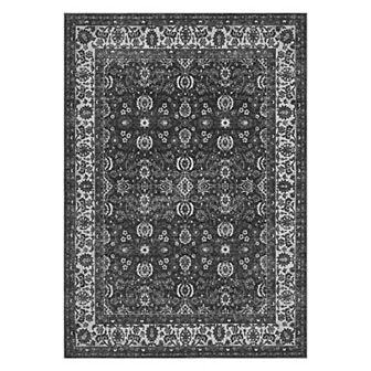 Washable Area Rug Low Pile Floral Vintage Stain Resistant Non Shedding Floor Carpets for Home Office