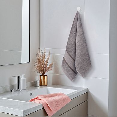 4Pcs Solid Striped and Jacquard Pattern Hand Towel Set, Cotton Soft Decorative Towel 14"x30"&13"x29"