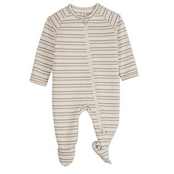 Baby and Toddler "Soft Stripe" Cotton Rich 2 Way Zipper Footie