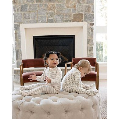 Baby and Toddler "Soft Stripe" Cotton Rich 2 Way Zipper Footie