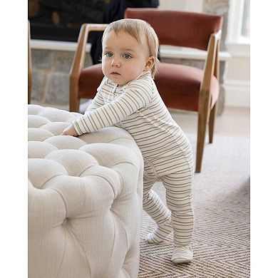 Baby and Toddler "Soft Stripe" Cotton Rich 2 Way Zipper Footie