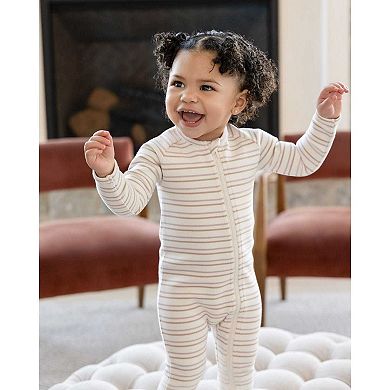 Baby and Toddler "Soft Stripe" Cotton Rich 2 Way Zipper Footie
