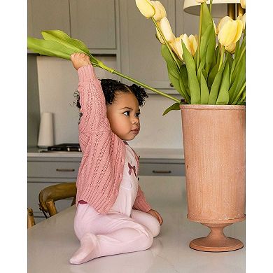 Baby and Toddler "Teddy Snuggles" Embossed Cotton Rich Velour Footie