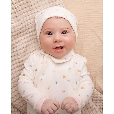 2 Piece Baby Girls "Lily Of The Valley" Cotton Rich Velour Footie Set